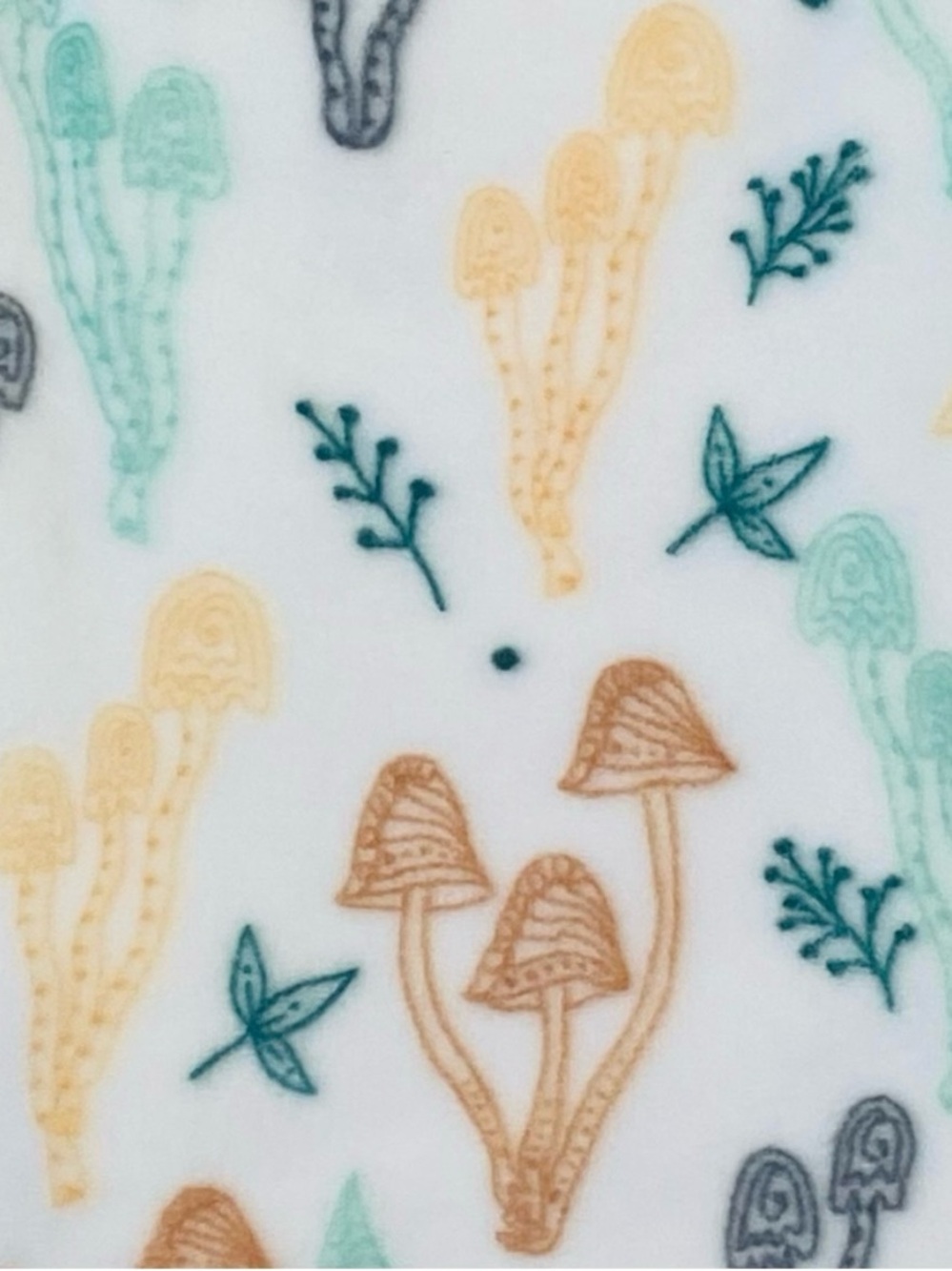 Throw Blanket Botanical Garden Print with Mushroom Super Soft